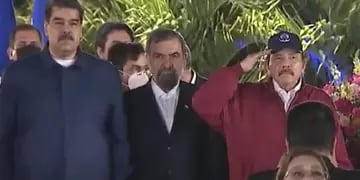 Nicolás Maduro, el iraní Mohsen Rezai y Daniel Ortega en Nicaragua