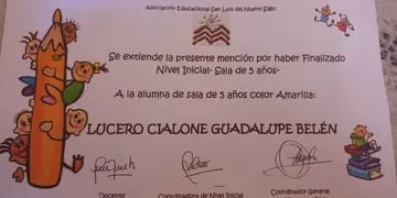 Diploma de egreso de Guadalupe Lucero