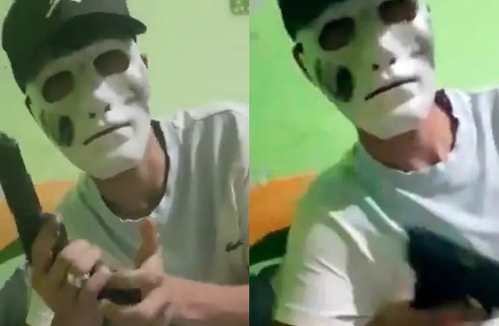 El joven se grabó enmascarado y amenazó a los vecinos protagonistas de la pueblada del barrio Los Pumitas.