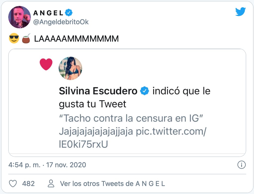 El conductor resaltó el like de Silvina Escudero.