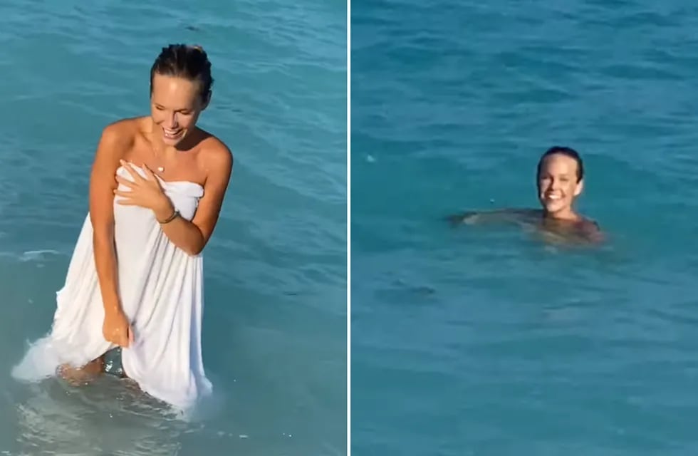 Un mago le regaló a su novia una bikini que se disolvía en el agua y la chica pasó un incómodo momento.