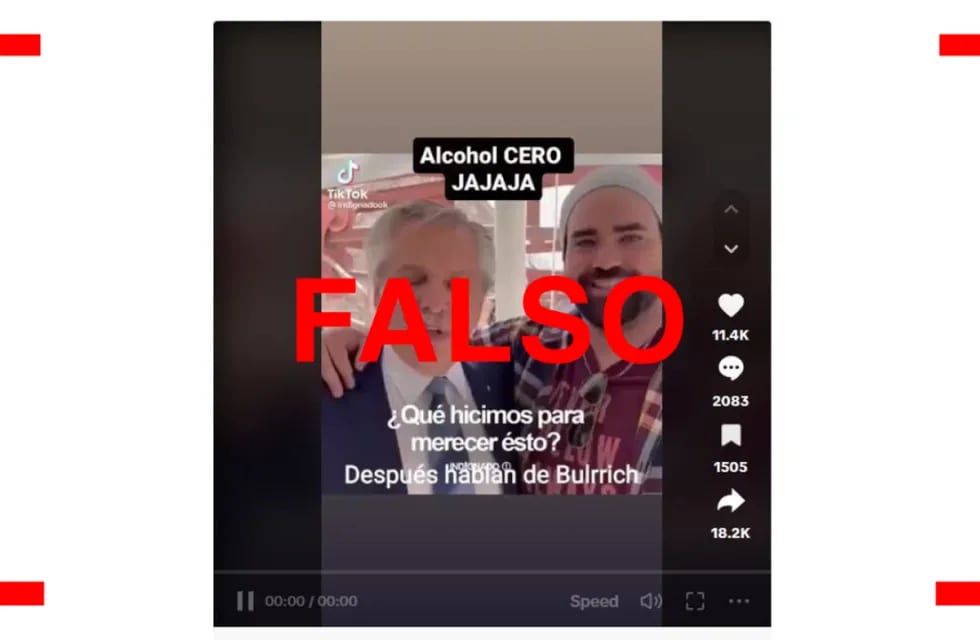 Este video está ralentizado para que Alberto Fernández parezca “borracho”.