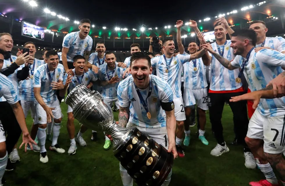 Argentina campeón de América y la locura del plantel. (AP)