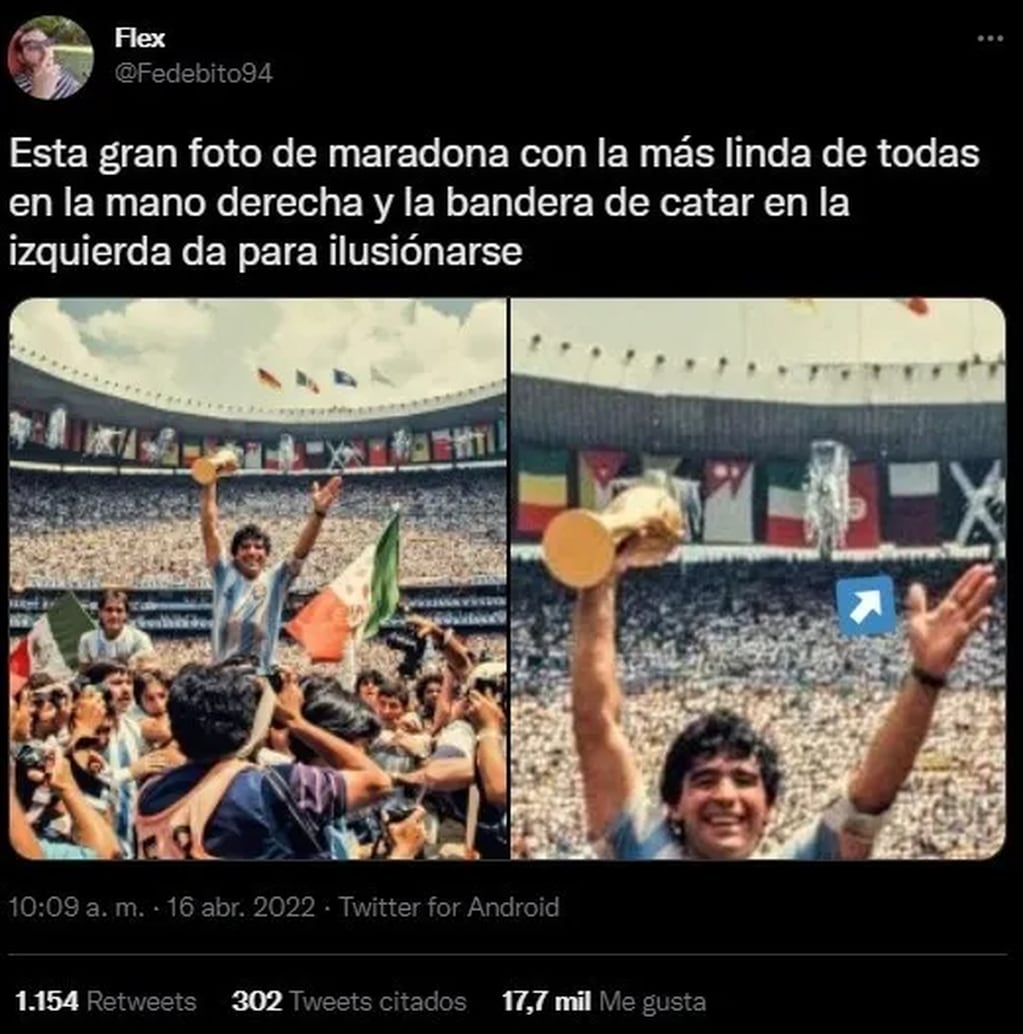 Un usuario de Twitter ilusiona a los fanáticos de "La Scaloneta" con una imagen de Maradona. / Gentileza