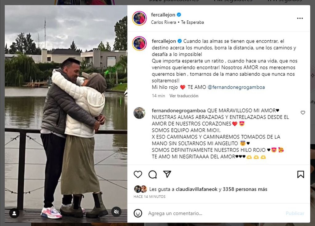María Fernanda Callejón blanqueó su romance con Fernando Gamboa. Captura de Instagram.