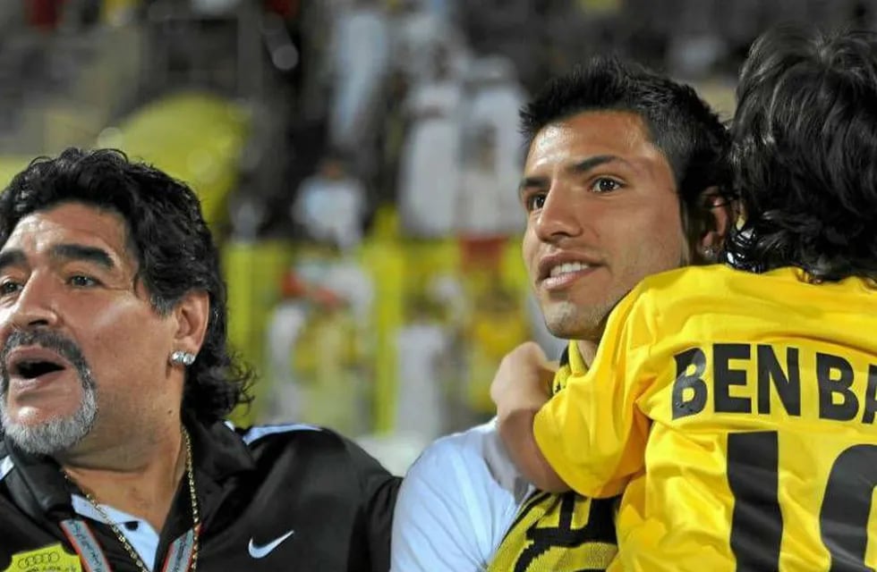 Kun Agüero confesó su admiración por Maradona y lo elogió como abuelo. / Gentileza.