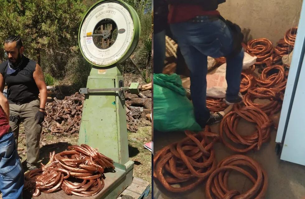 Allanamiento. En el lugar secuestraron 890 kilos de cobre, 25 metros de cable y autopartes. Foto: Ministerio de Seguridad.