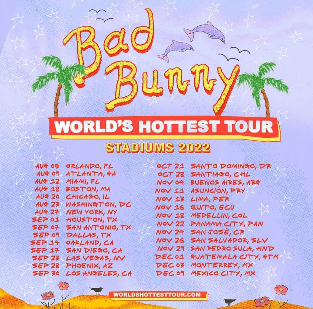 Bad Bunny presenta sus shows por estadios en Latinoamérica y Estados Unidos.