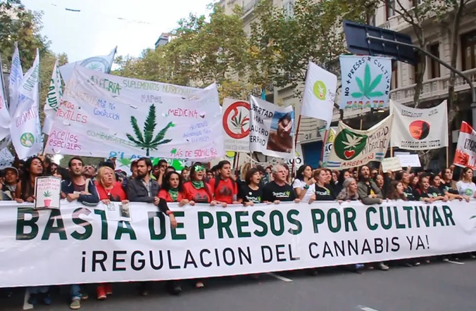 Activistas en la 3° Marcha Nacional de la Marihuana. Foto: Web