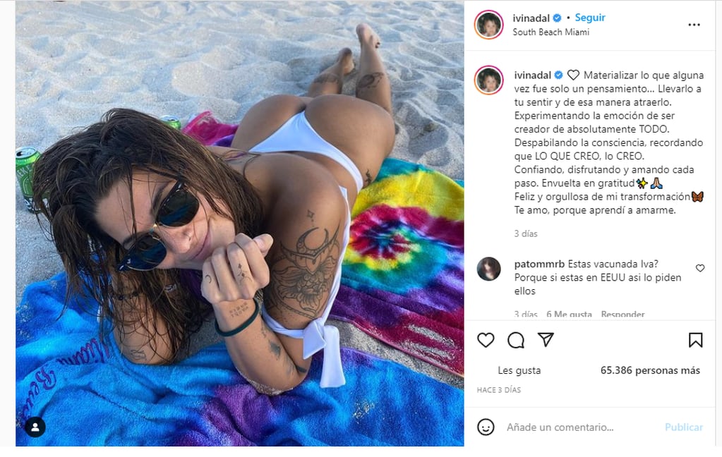La morocha compartió en sus redes su radical cambio de look y emprendió viaje a  un nuevo destino: Miami. Foto de Instagram: @ivinadal