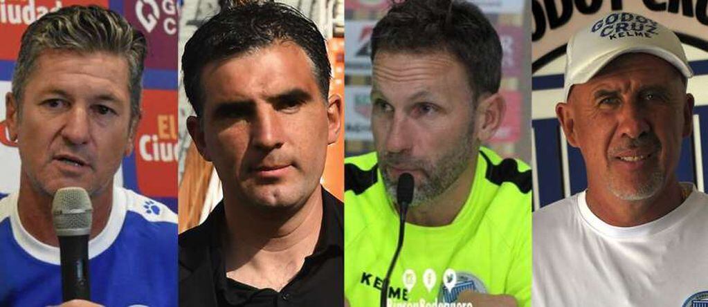 
    Sciacqua, Patalano, Bernardi y el "bombero" Oldrá. Los cuatro entrenadores que Godoy Cruz tuvo a lo largo de la última temporada.
   