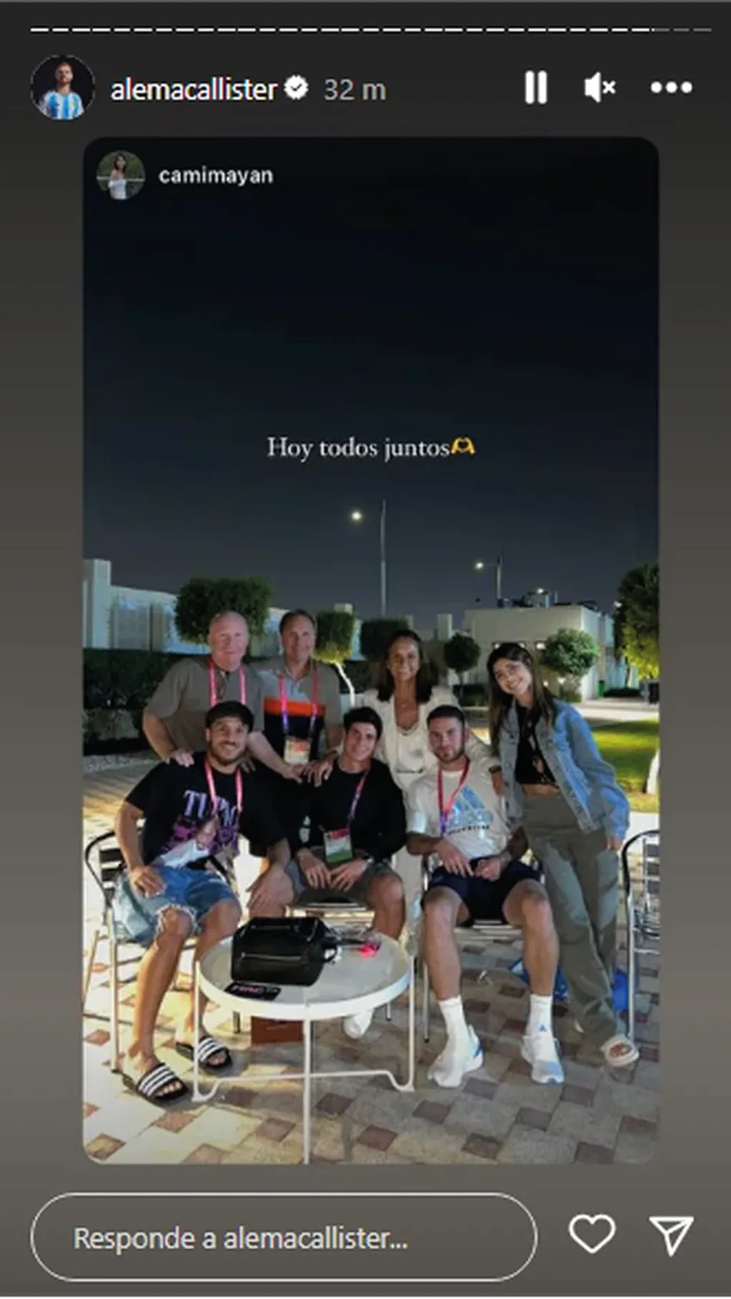 Los integrantes de la scaloneta recibieron a sus seres queridos tras el partido frente a Polonia. Instagram.