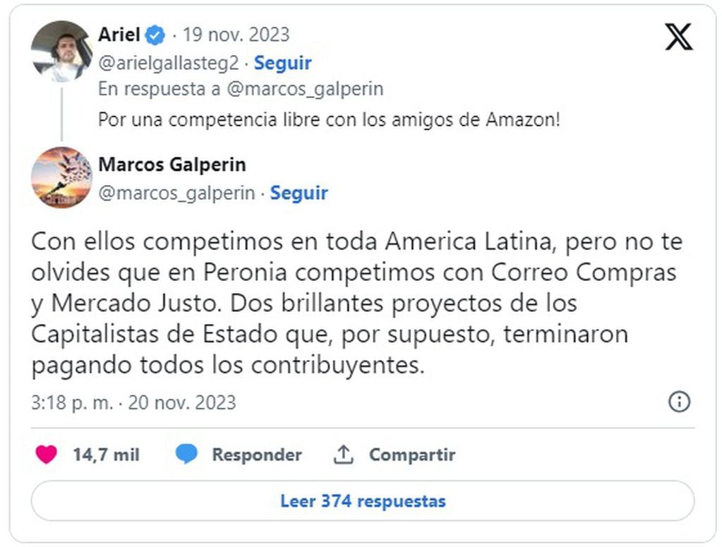 Marcos Galperín (Mercado Libre) habla de la competencia con Amazon en América Latina (X)