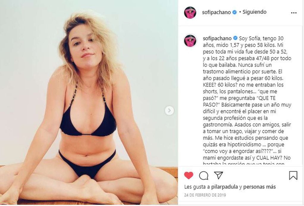 Sofía Pachano respondió a los rumores de embarazo.