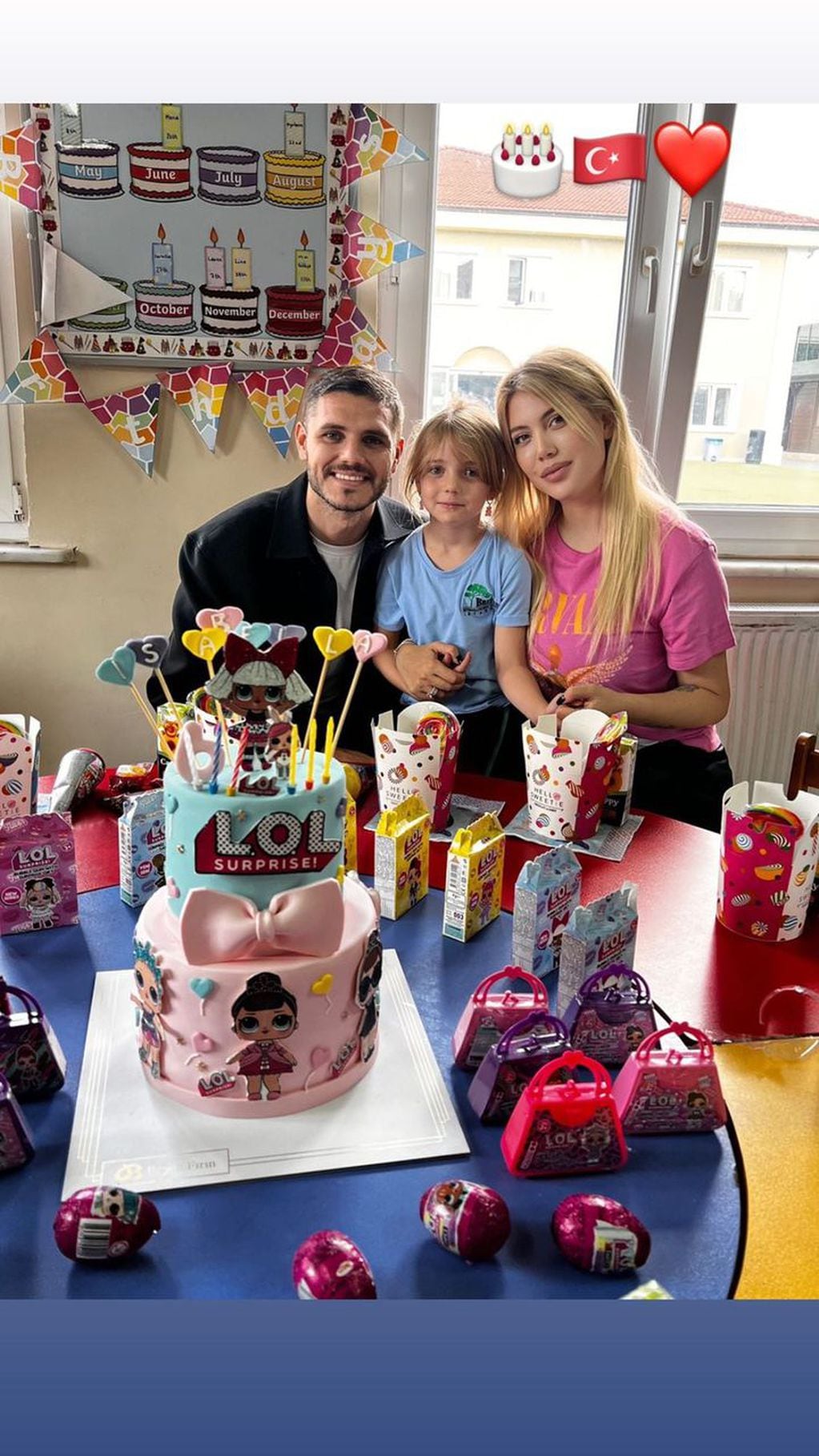 Mauro Icardi y Wanda Nara posaron juntos en el cumpleaños de su hija
