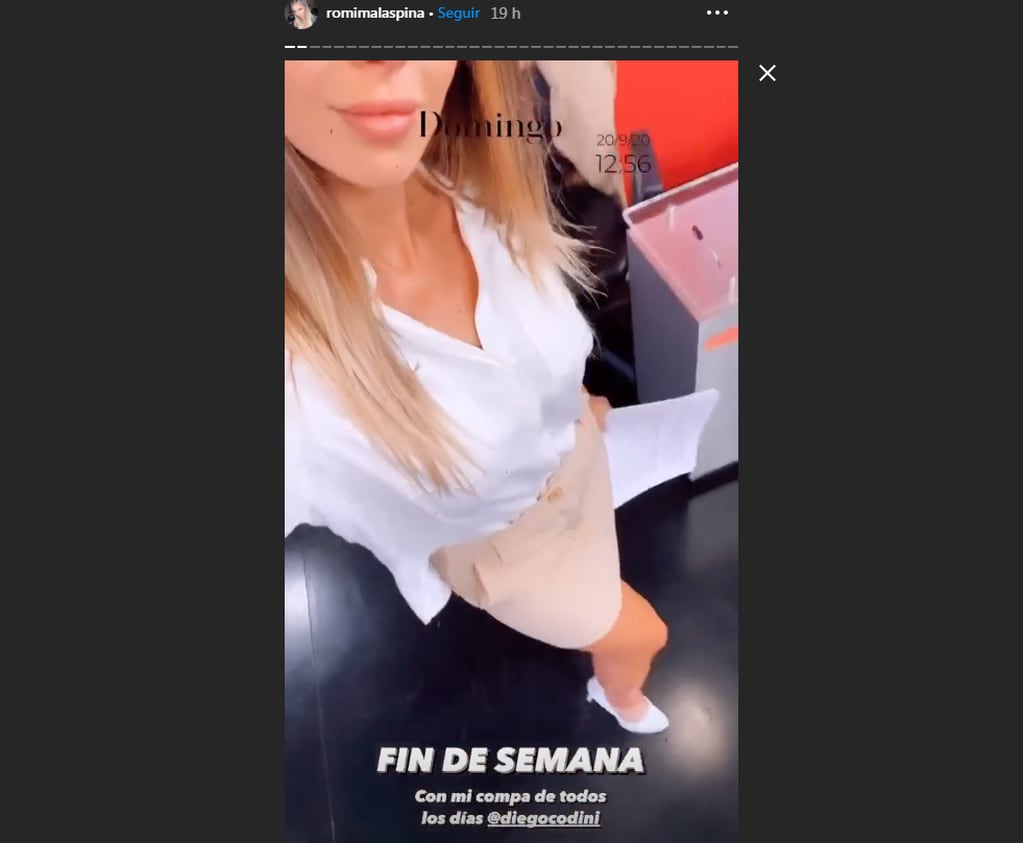 Malaspina desfiló en las redes. Captura video historia de Instagram.