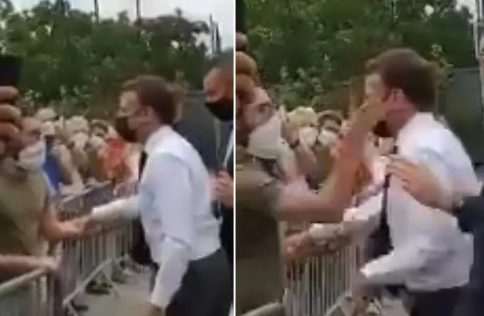 Emmanuel Macron recibió una bofetada (Video)