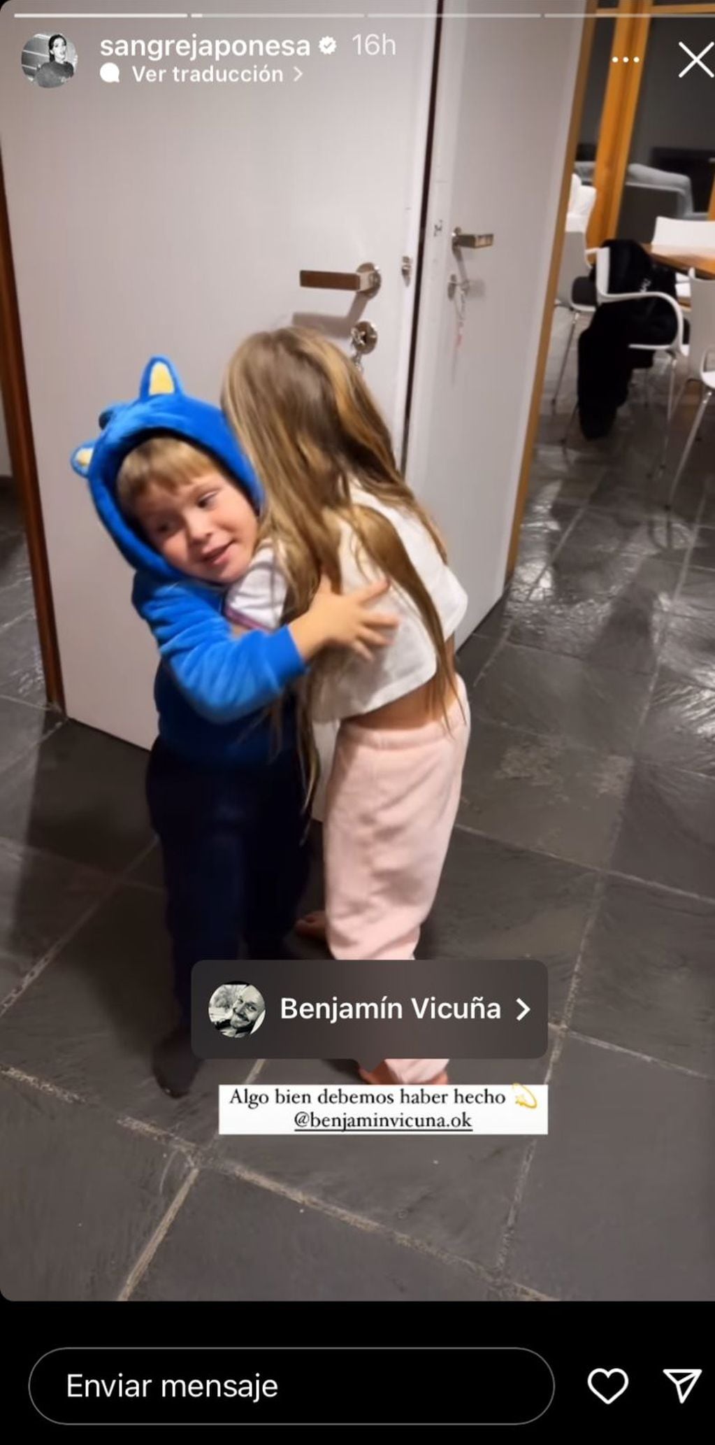 La China Suárez etiquetó a Benjamín Vicuña en un video de sus hijos. Captura de historias.