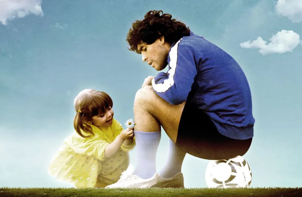 Foto del afiche del documental de HBO sobre Maradona.