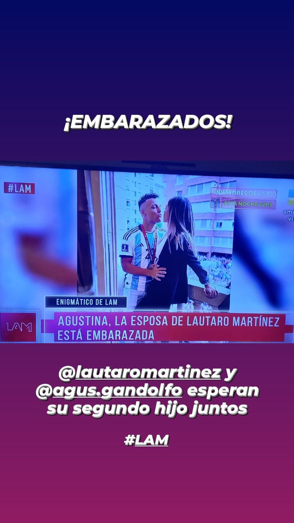 Lautaro Martínez y Agus Gandolfo esperan su segundo hijo.