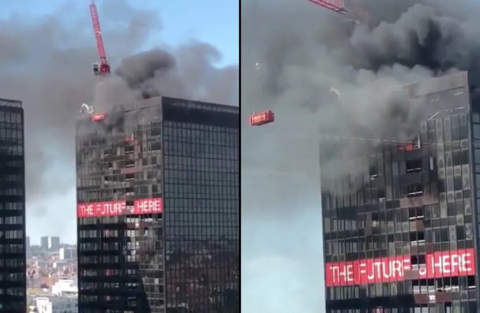 Se incendió el último piso de la torre del WTC en Bruselas.