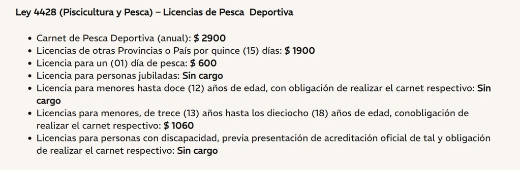 Ley 4428 (Piscicultura y Pesca), licencias de Pesca Deportiva. Foto Captura: Prensa Gob. de Mendoza