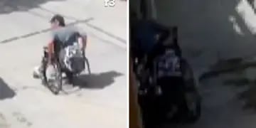 Robo insólito en Rosario: un delincuente en silla de ruedas se llevó un medidor de agua y quedó registrado en video