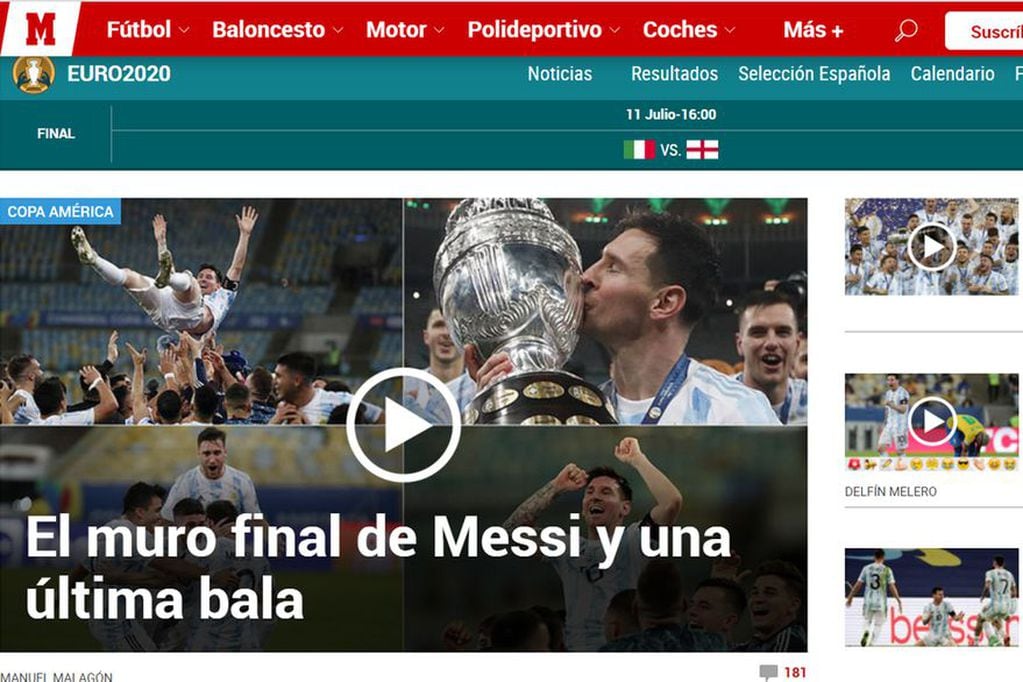 Marca, con Messi abriendo las noticias.