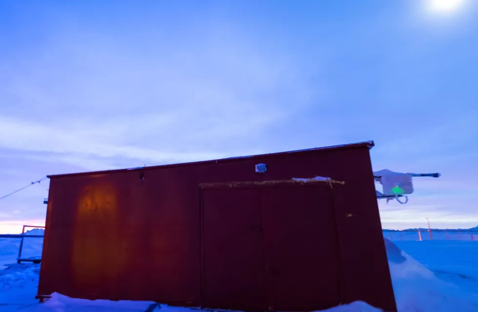 Vista panorámica del laboratorio antártico de Meteorología del Espacio, en base argentina Marambio desde donde se estudian los rayos cósmicos. Foto: Adriana Gulisano.