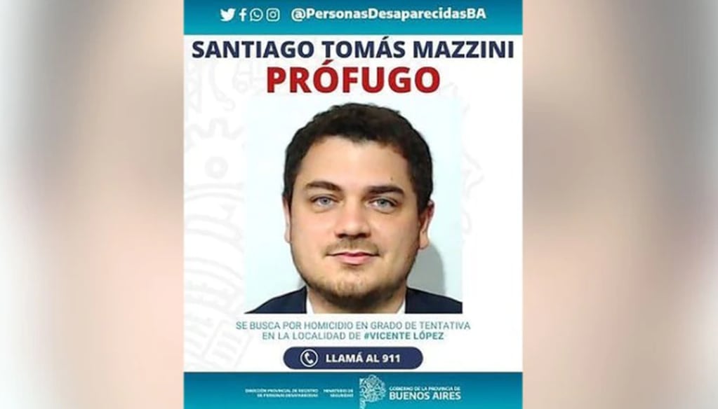 El afiche de prófugo de Santiago Mazzini.