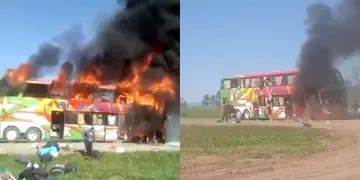 Se incendió un colectivo que transportaba trabajadores golondrinas desde Mendoza a Tucumán