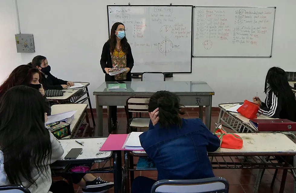 La escuela José Vicente Zapata, una de las tantas en Mendoza con clases presenciales. Foto: Orlando Pelichotti / Los Andes