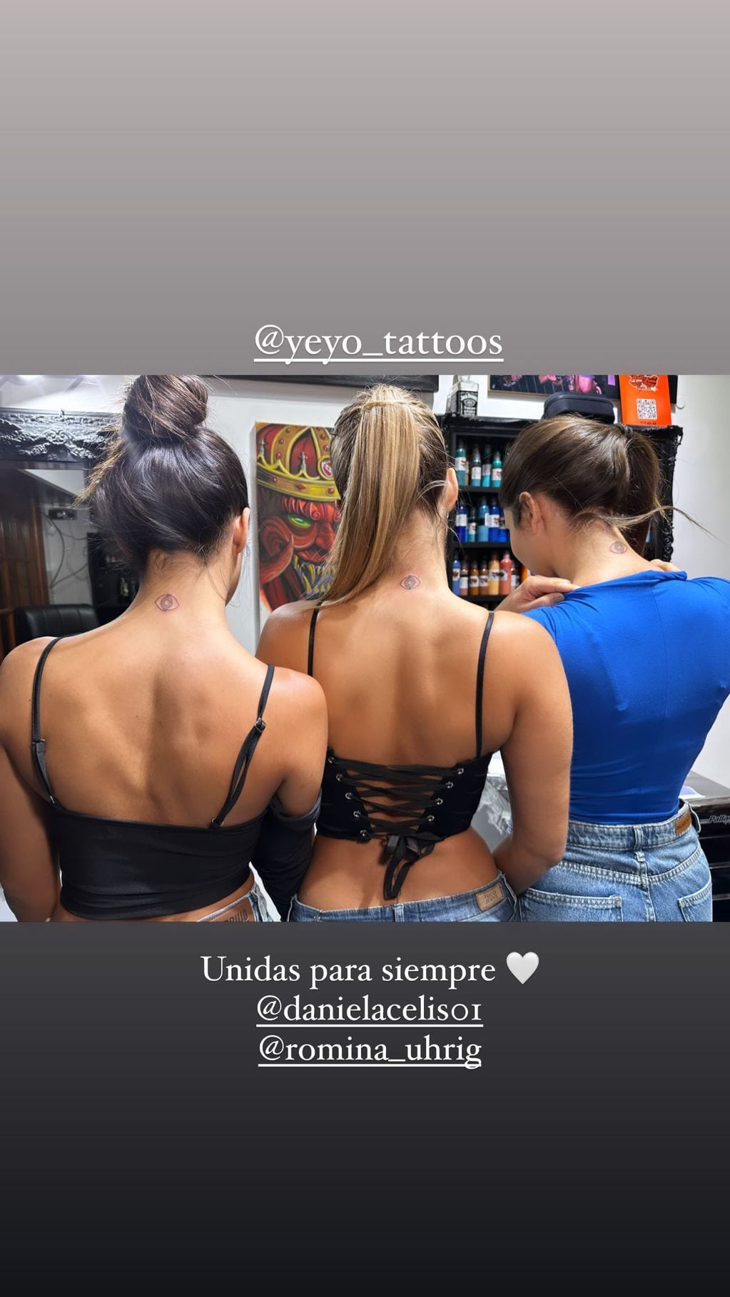 El tatuaje de Julieta Poggio, Daniela Celis y Romina Uhrig