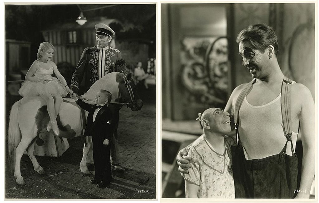 Harry y Daisy Earles (izquierda) Schlitzie y Wallace Ford (derecha) en Freaks (1932) - 