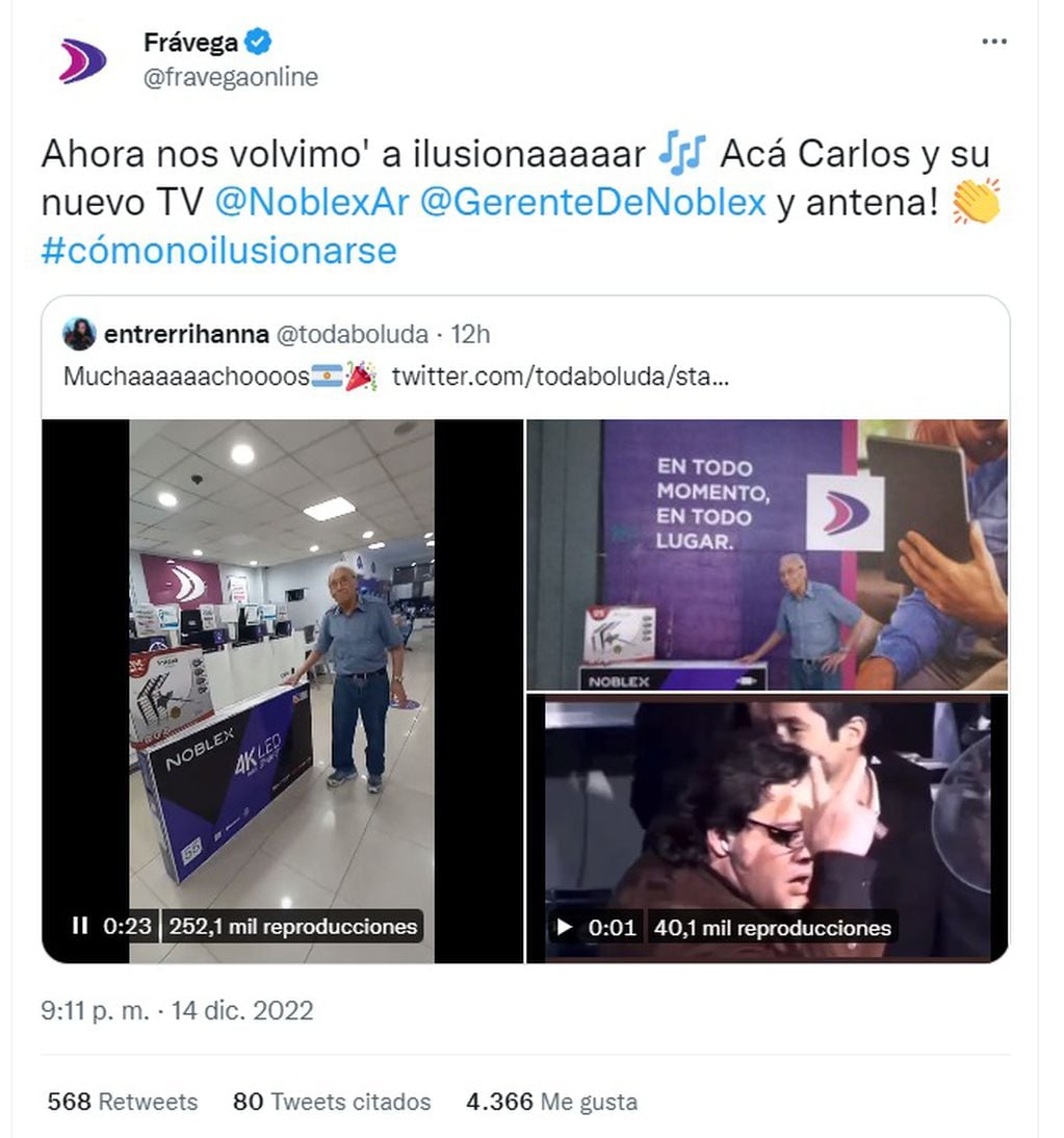 Le regalaron un televisor al abuelo que se hizo viral en redes sociales por ver el partido de Argentina desde una vidriera (Twitter)