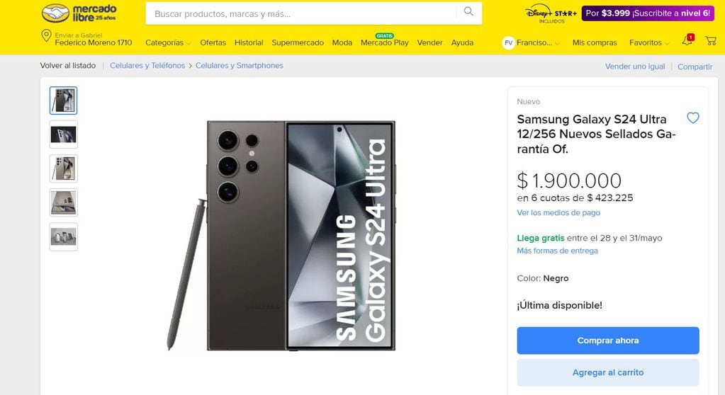 En Argentina, el celular Samsung S24, tiene un precio 25% más caro que en Chile.