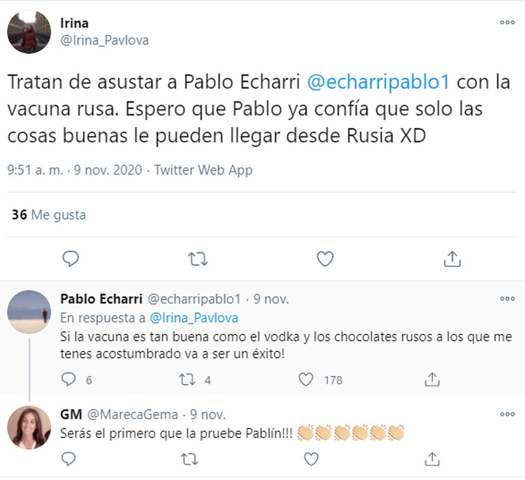 El mensaje de Pablo Echarri en su cuenta de Twitter