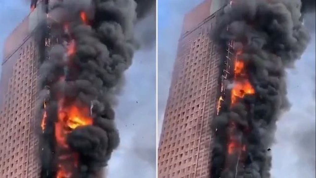 Se incendió un rascacielos en China.