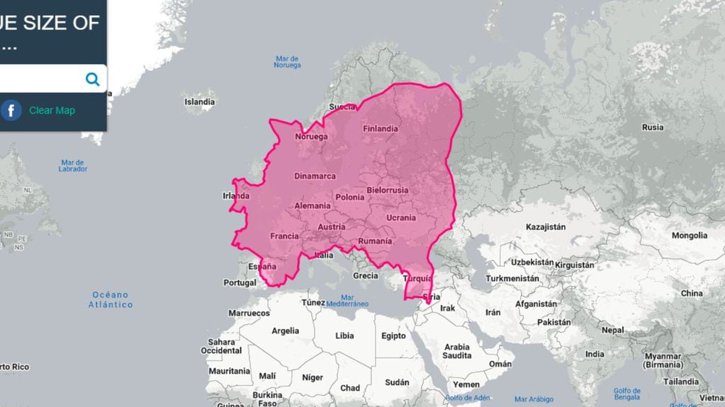 El tamaño de Brasil comparado con Europa.