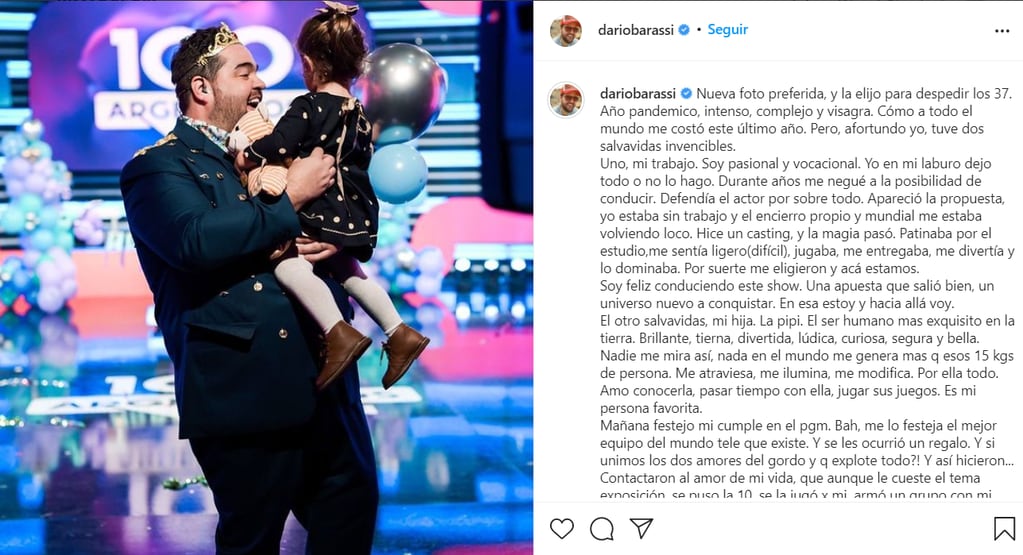 Darío Barassi se emocionó después de grabar un especial de "100 argentinos dicen" junto a su familia.