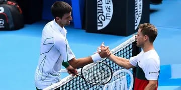 Diego Schwartzman felicita a Novak Djokovic