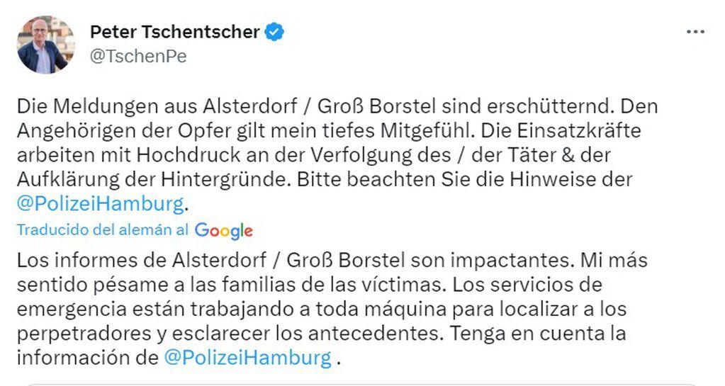 El alcalde de Hamburgo eligió expresarse a través de Twitter.