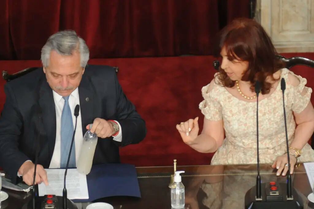 Alberto Fernández y Cristina Kirchner en la apertura de sesiones ordinarias
