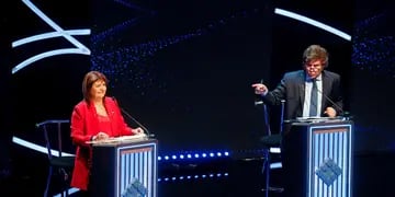 Patricia Bullrich y Javier Milei en el segundo debate presidencial