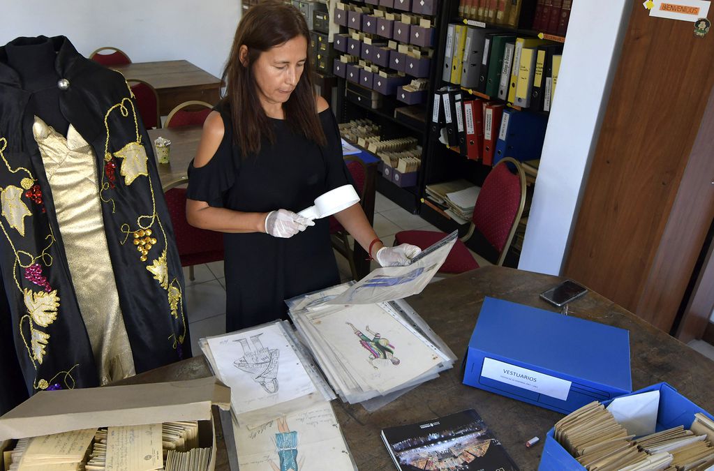 La especialista Alicia Guevara en pleno trabajo de catalogación, en el  Archivo General el Archivo General de Mendoza. Foto: Orlando Pelichotti