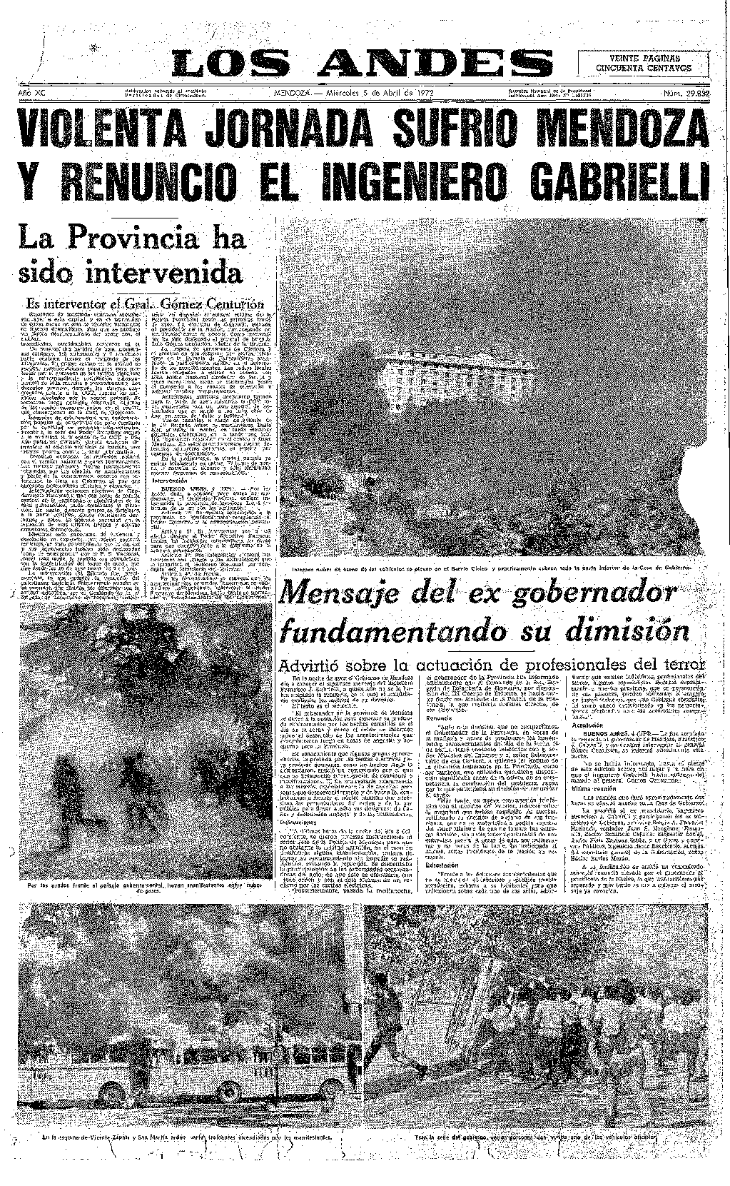 Tapa del diario de 05 de abril de 1972