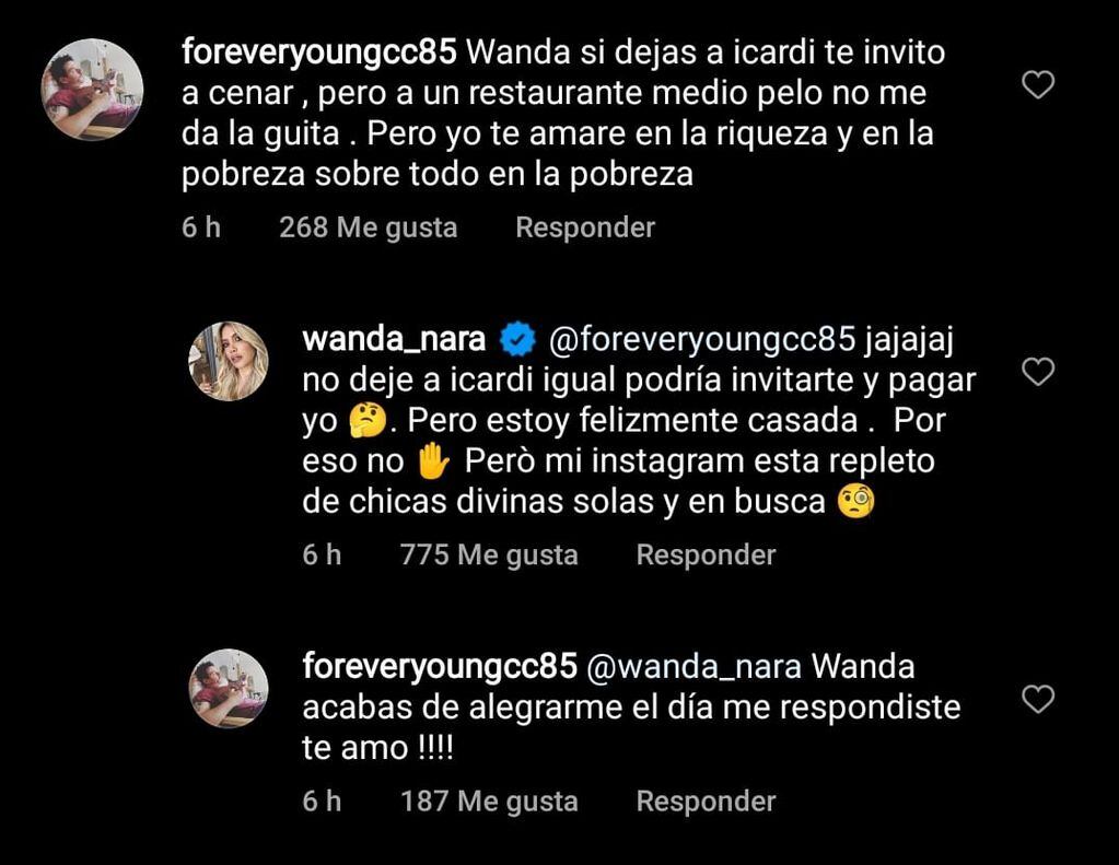La respuesta de Wanda Nara a un fan.