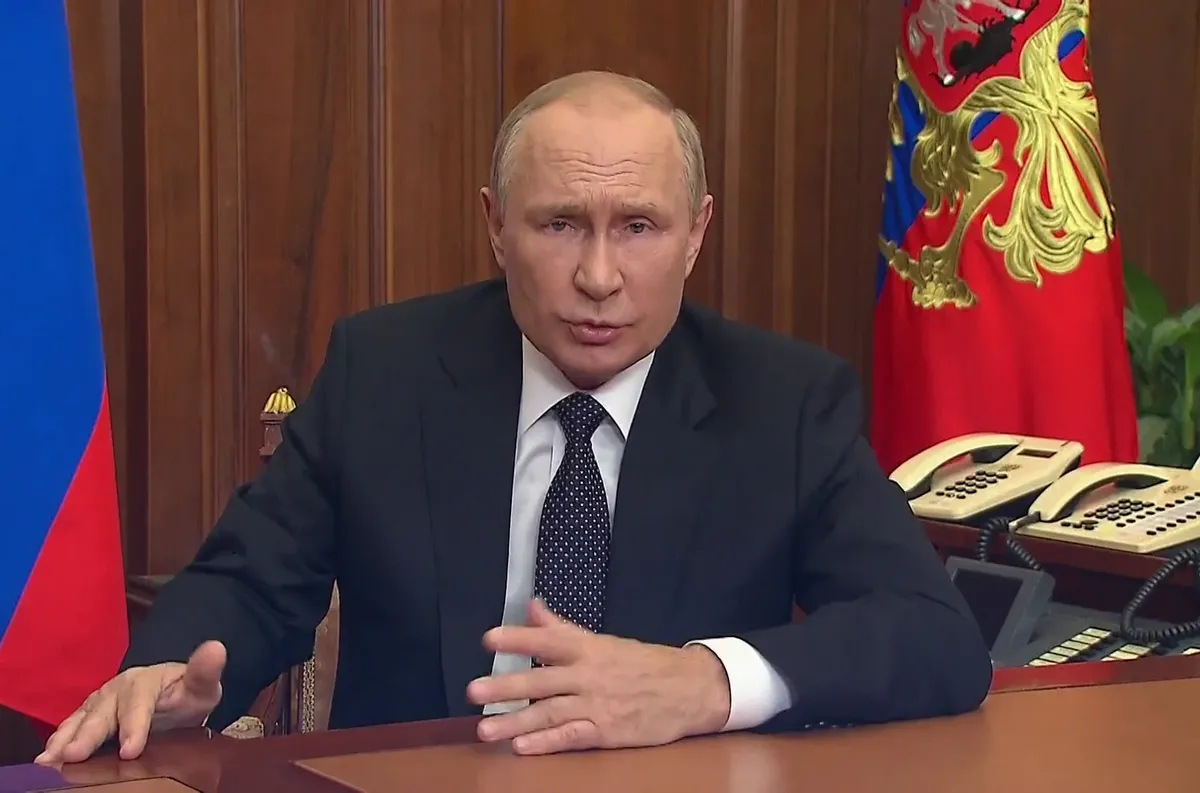 En un discurso pregrabado y televisado a la nación, el presidente de Rusia, Vladímir Putin ,anuncia una "movilización parcial" por la guerra en Ucrania.