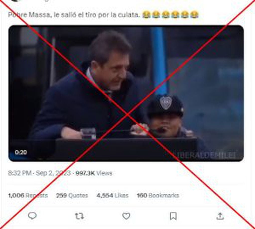 No, un niño no le dijo a Massa que votará por Milei en un acto en Rosario; el audio fue manipulado.