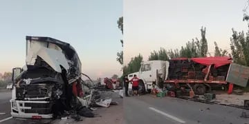 Choque de dos camiones en la ruta 40: un muerto